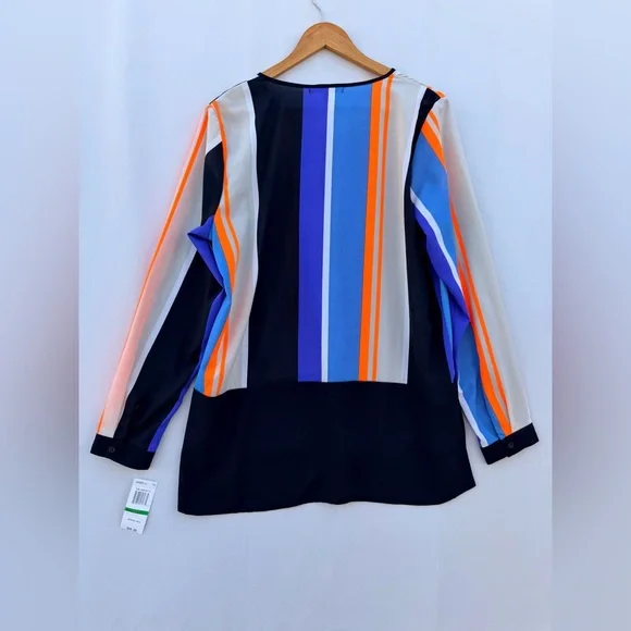 Gibson NWT Multicolor Striped‎ Blouse size L - Picture 6 of 13